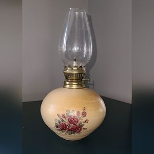 Vintage pottery oil‎ lamp 🪔 floral design